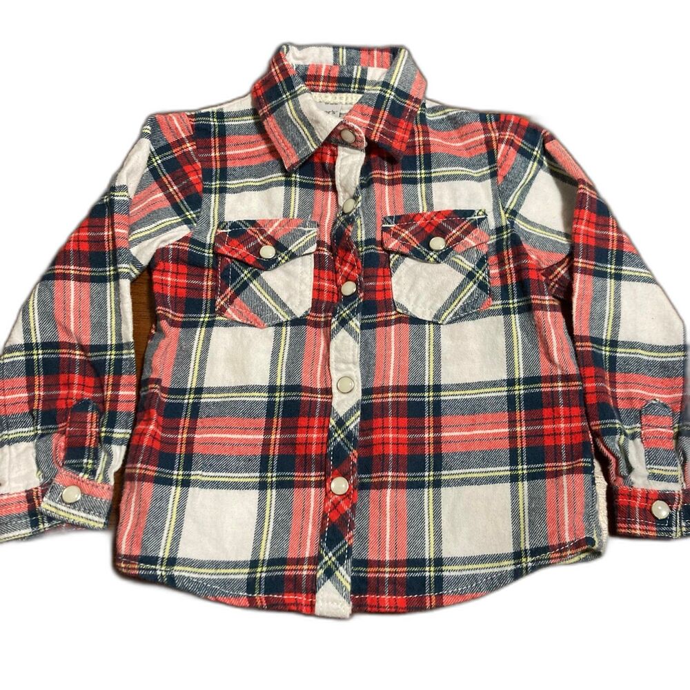 Baby girl toddler size 24 months pearl snap flannel long sleeve  shirt